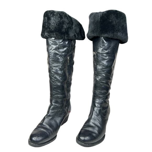 Born Women’s Black Leather Over The Knee Shearling Lined Riding Boot Size US 10 - Picture 7 of 13